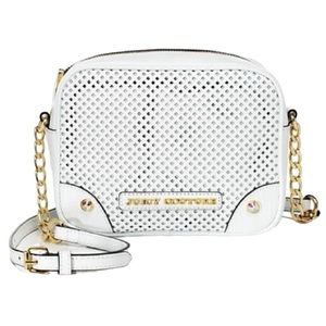 Juicy Couture White Gold Chain Crossbody Sophia Perforated Y2K Shoulder Bag
